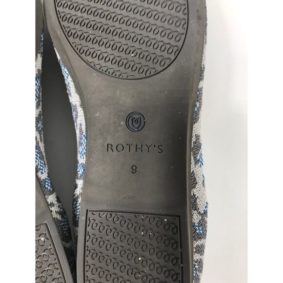 Rothy's Women's 9 Flats Gray Blue Animal Print Casual Comfy Slip op Travel Vaca - Picture 7 of 8